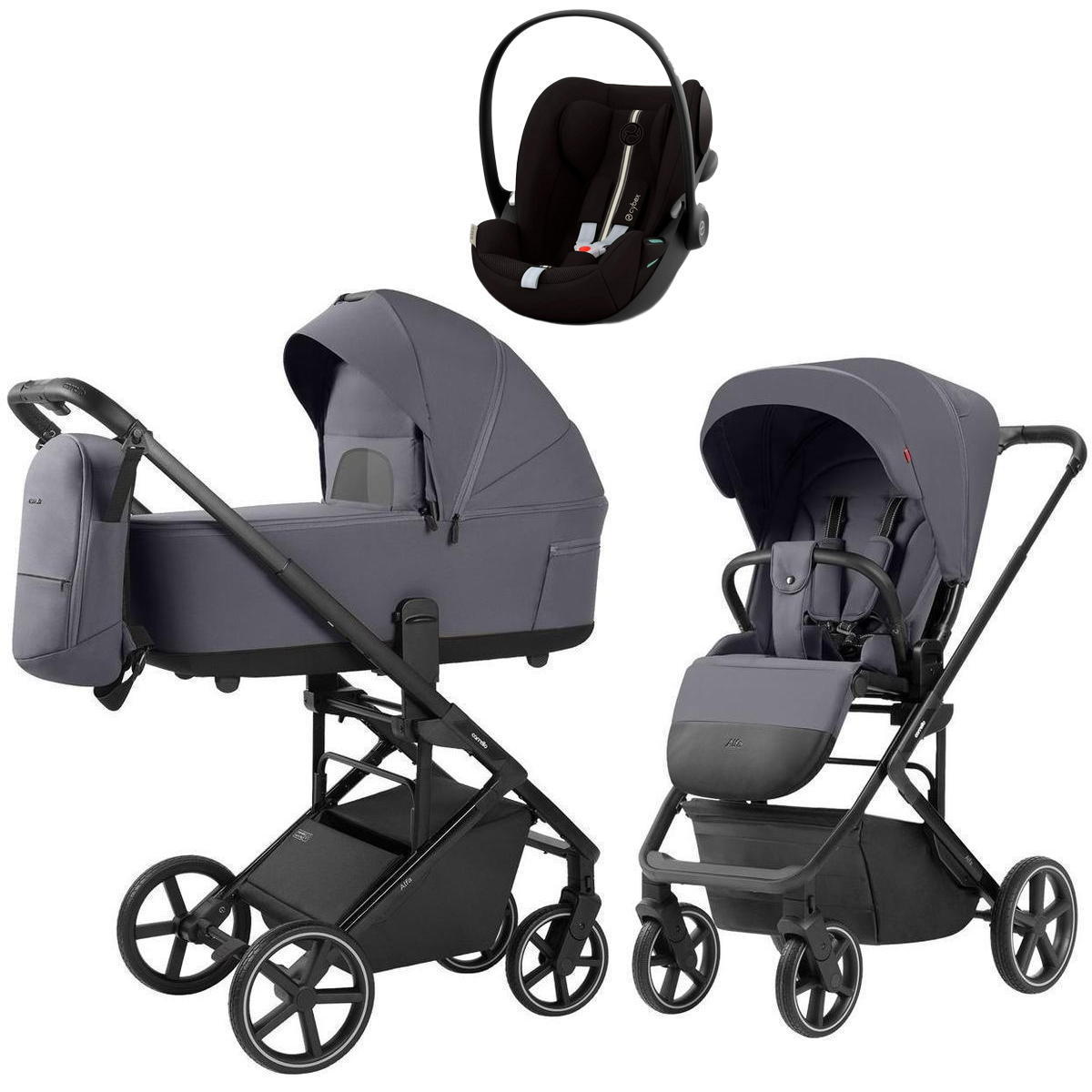Коляска Carrello Alfa CRL-6522 2025 Cybex Cloud G i-Size Moon Black Plus 3 в 1 Fashion Grey