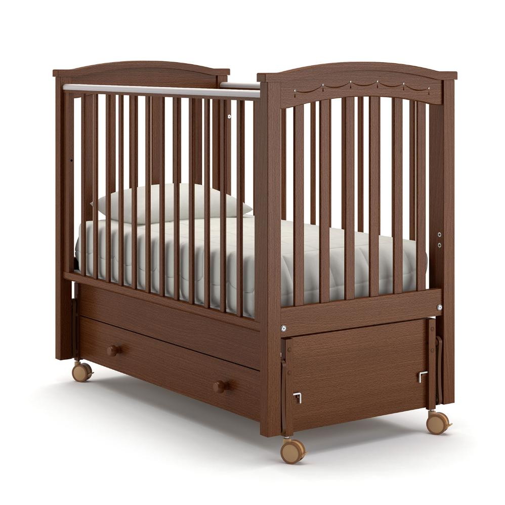 Детская кроватка Nuovita Perla solo swing продольный маятник Noce scuro/Темный орех