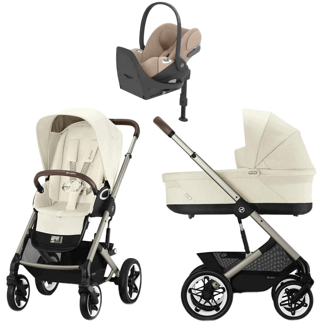 Коляска Cybex Talos S Lux TPE complete Cloud T Cozy Beige Plus Base T 4 в 1 Seashell Beige с дождевиками