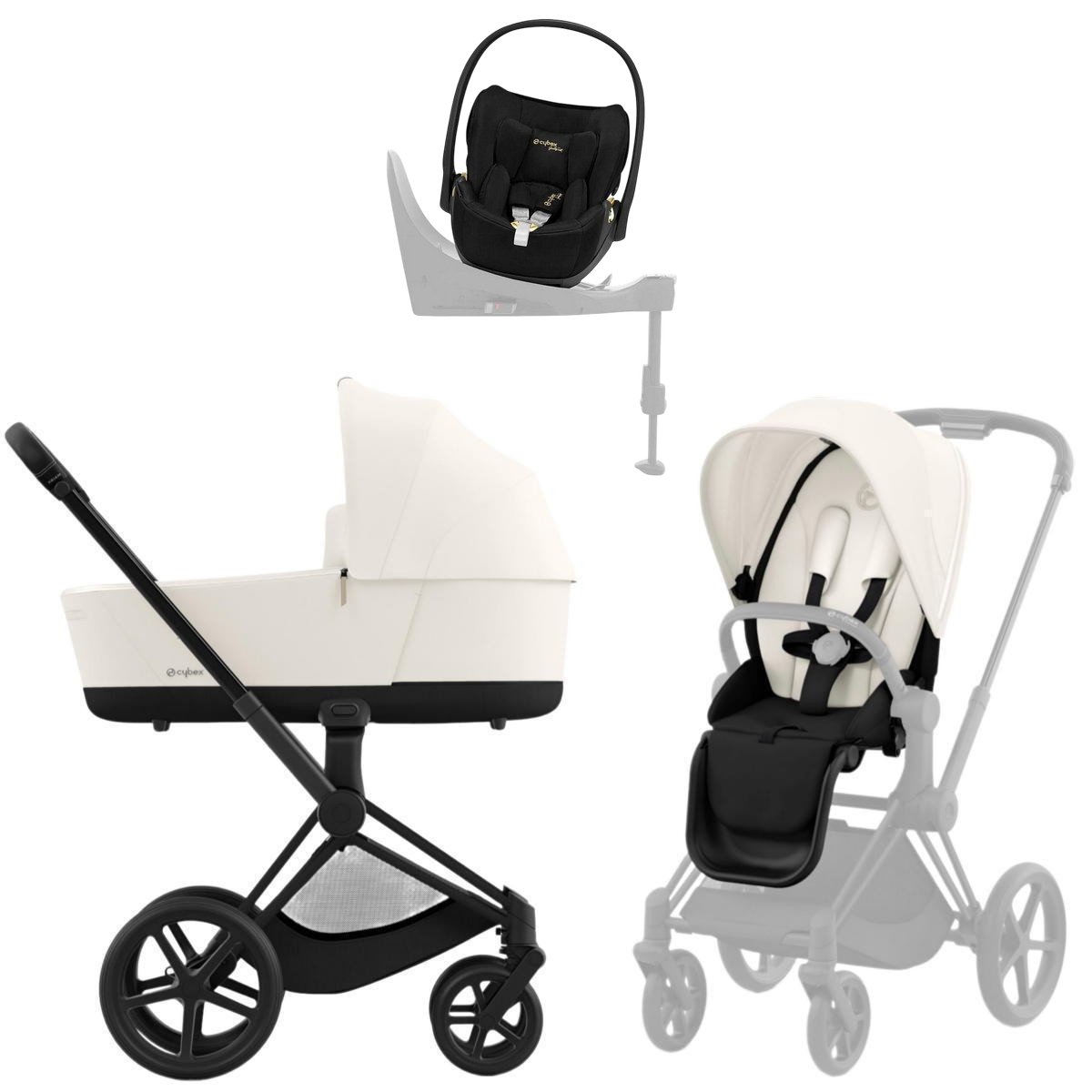 Коляска Cybex Priam IV Matt Black complete Cloud T Jeremy Scott Wings Base T 4 в 1 Off White