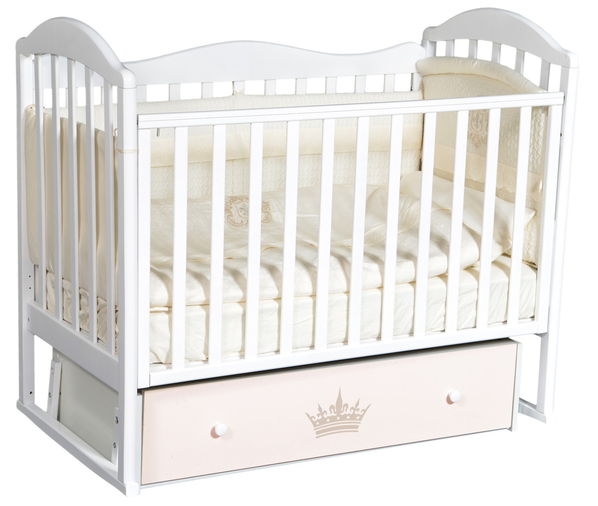 Детская кроватка ByTwinz Gabriella Версаль универсальный маятник белый