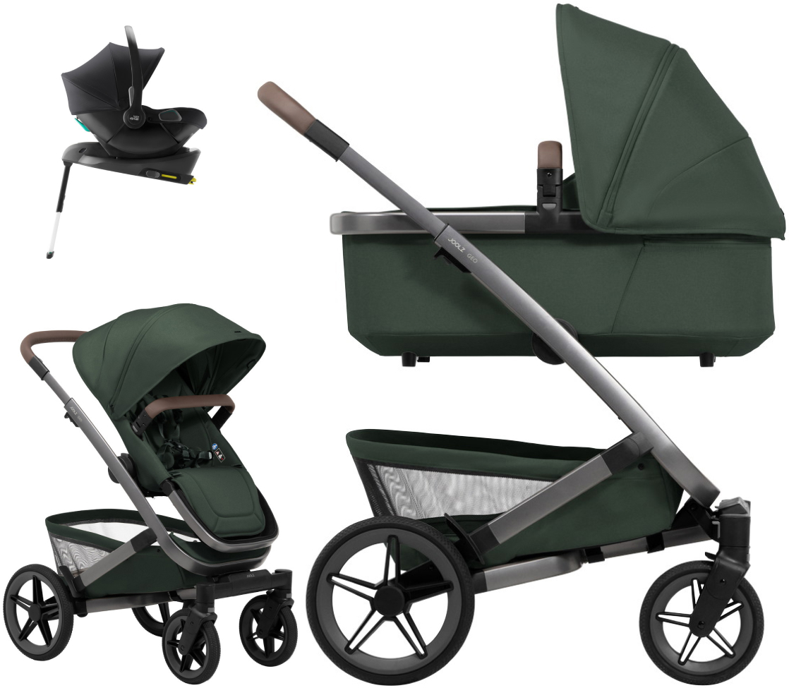Детская коляска 4 в 1 Joolz Geo5 и автокресло Baby-Safe Core Space Black и база Baby-Safe Core без адаптеров Forest Green