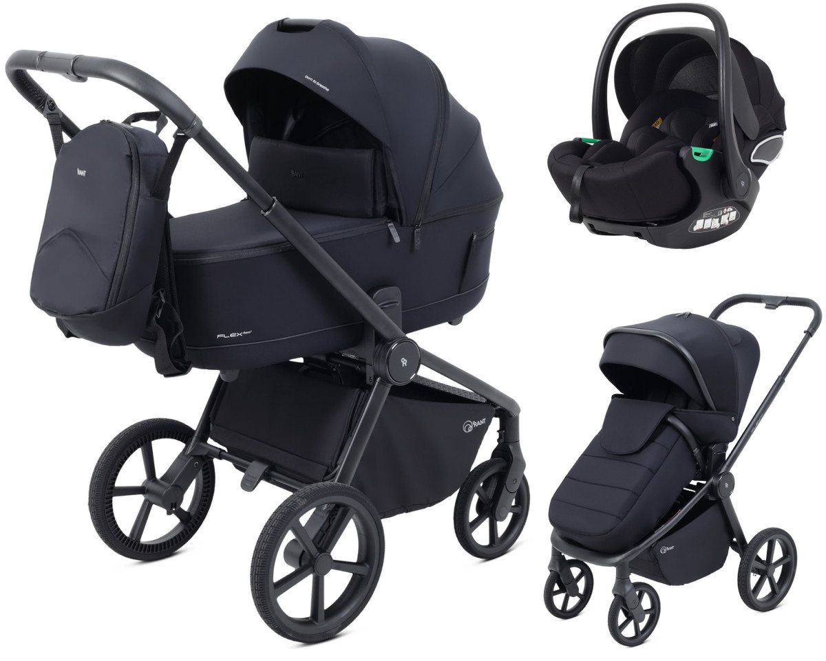 Детская коляска Rant Flex Therm Soft 3 в 1 с автокреслом Evomax Black Midnight Black