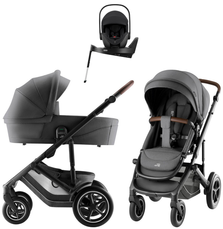 Коляска 4 в 1 Britax Roemer Smile 5Z Style и автокресло Baby-Safe PRO LUX Onyx Black + Vario Base 5Z Mineral Grey