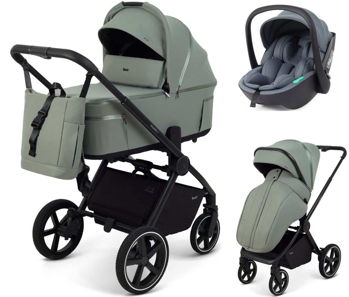 Детская коляска Rant Falcon X 3 в 1 RA126 с автокреслом Miro Graphite Olive