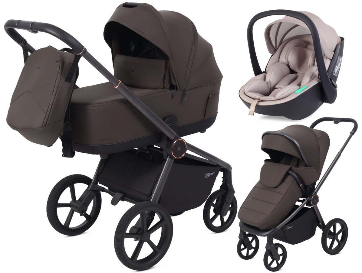 Детская коляска Rant Flex Therm Soft 3 в 1 с автокреслом Miro Beige Shine Brown