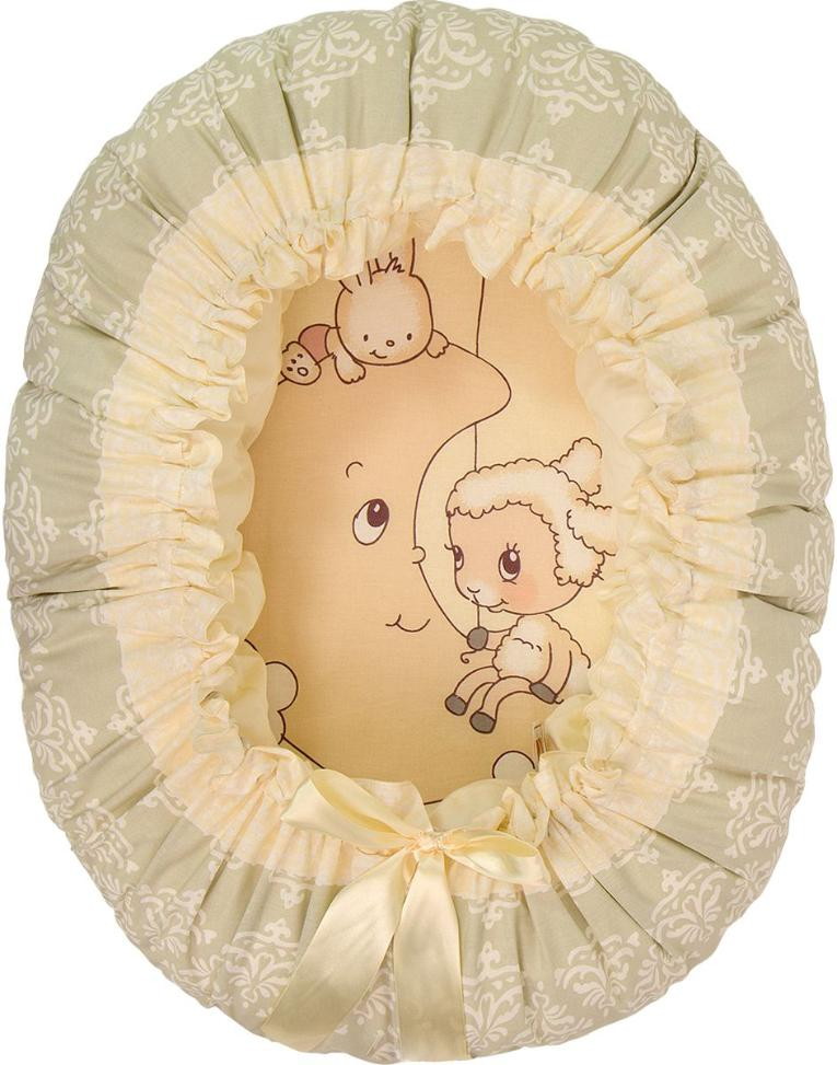 Детская подушка-валик гнездо Золотой гусь Овечка на луне бежевый