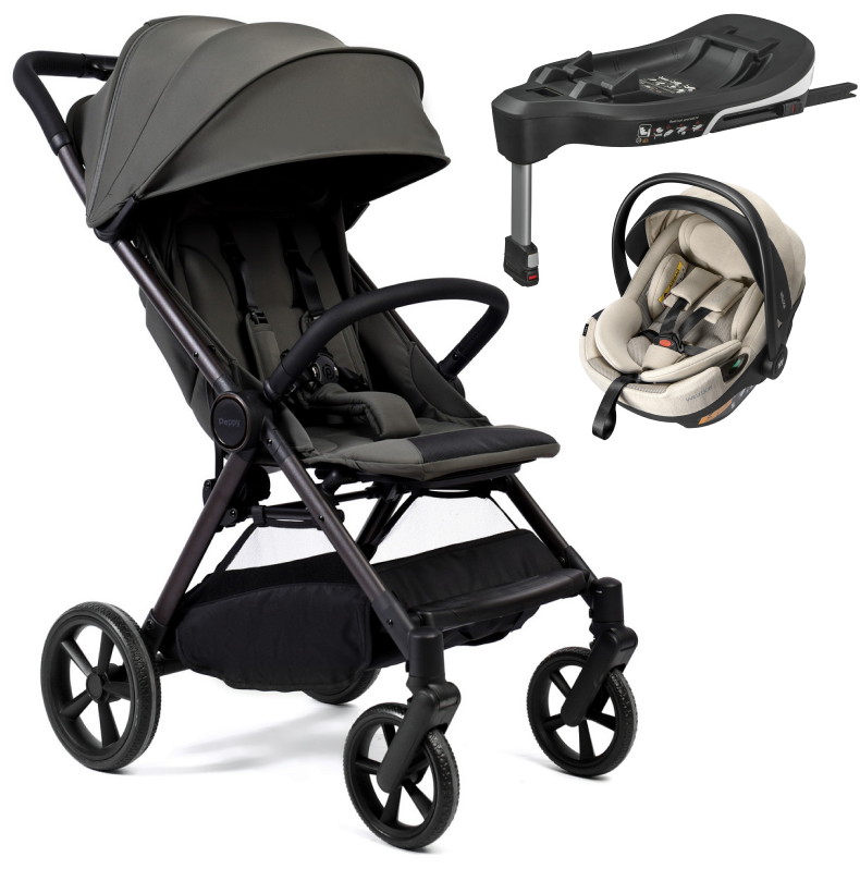Прогулочная коляска Peppy Vigo с автокреслом Welldon Crown 2 Beige и базой Antrazit антрацит
