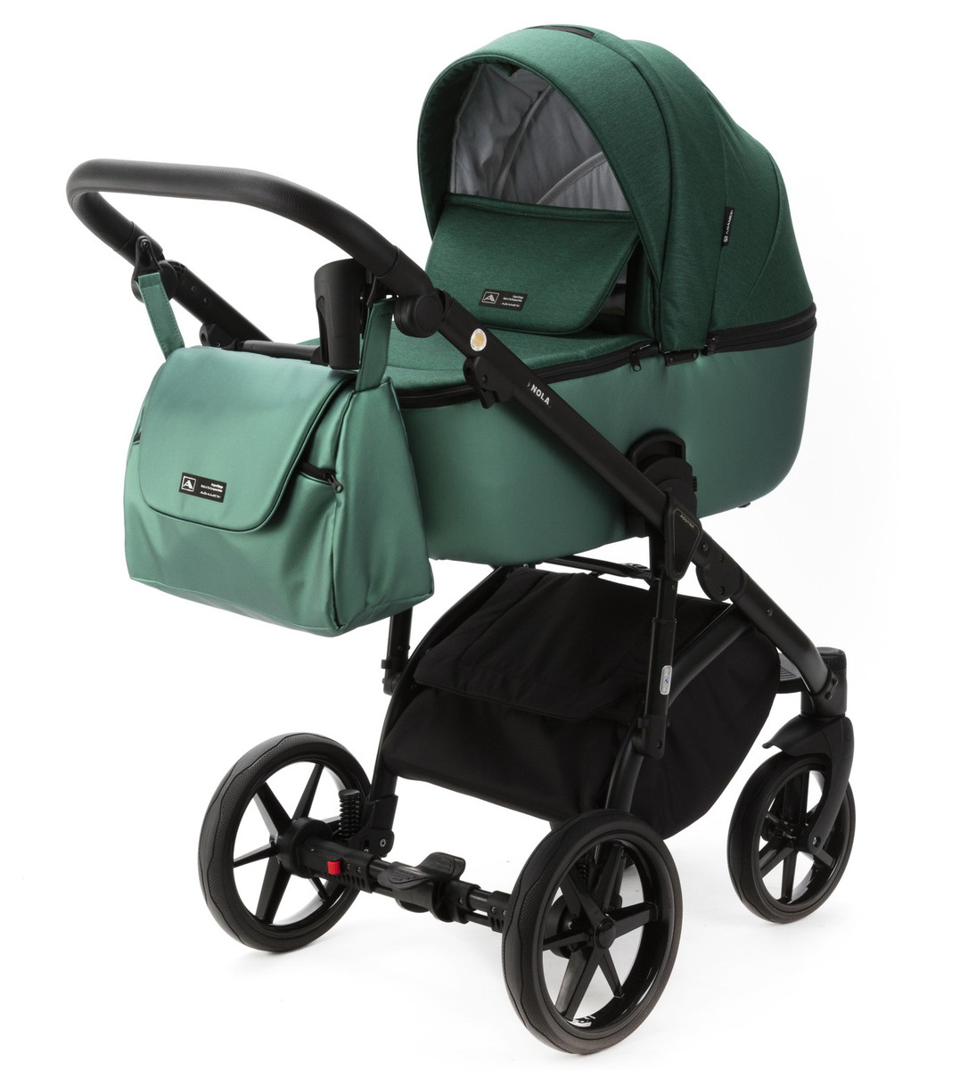 Детская коляска Adamex Nola 2 в 1 N-PS116 (ЗЕЛ + ИЗУМРУД. ПЕРЛ. КОЖА)