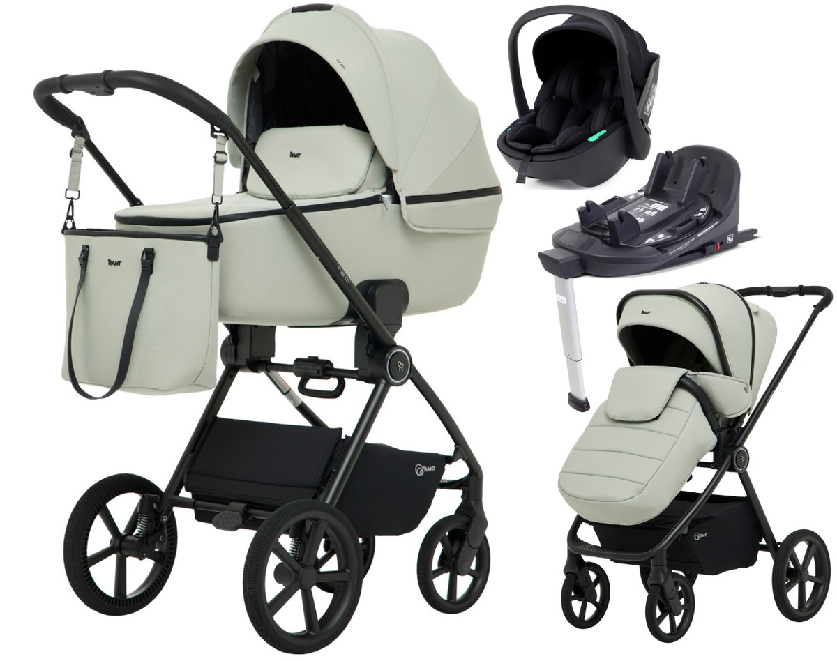 Детская коляска Rant Teo Soft 4 в 1 с автокреслом Miro Black и базой Sage
