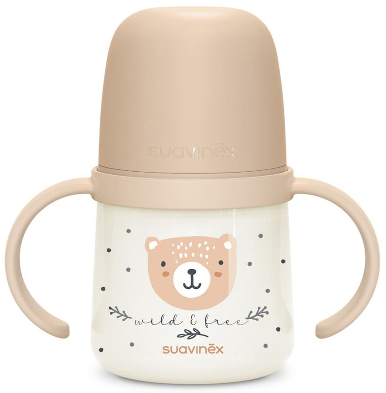 Пластиковая бутылочка Suavinex Night Wild с ручками, 150 мл/ +6 мес., с соской-носиком 309187 BR