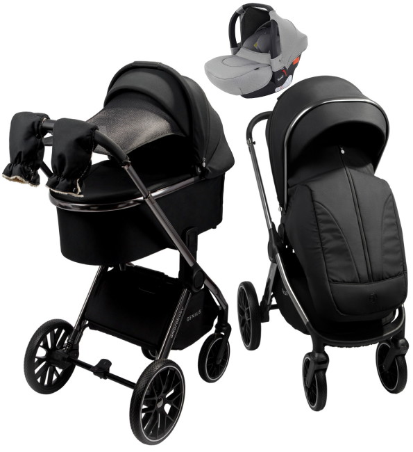 Детская коляска AmaroBaby Genius 3 в 1 с автокреслом Rant Cruise Grey черный