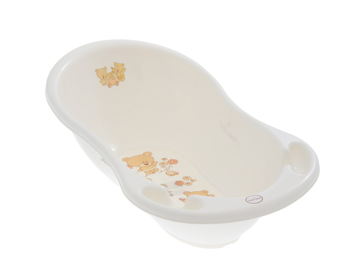 Детская ванна Tega Baby Teddy (Мишка) со сливом 86 см MS-004 ODPLYW-118 белый жемчуг