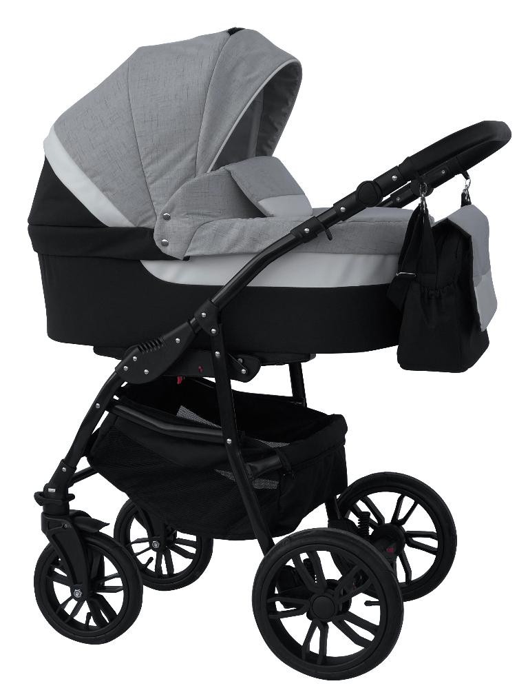 Детская коляска Alis Alvaro 2 в 1 Al 04 т.серый+св.серый+белая кожа