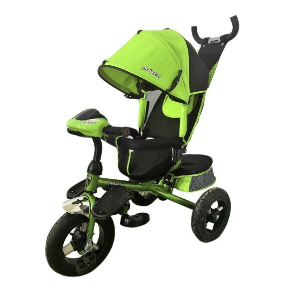 Велосипед 3кол. Moby Kids Comfort-Ultra, светомуз.панель, 12/10" зеленый 635612