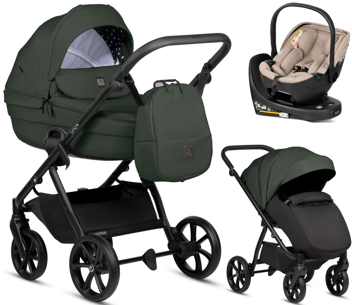 Детская коляска Tutis Uno 6 Plus Essential collection 4 в 1 с автокреслом Beno Beige и базой 1602144 Pistaccio с сумкой