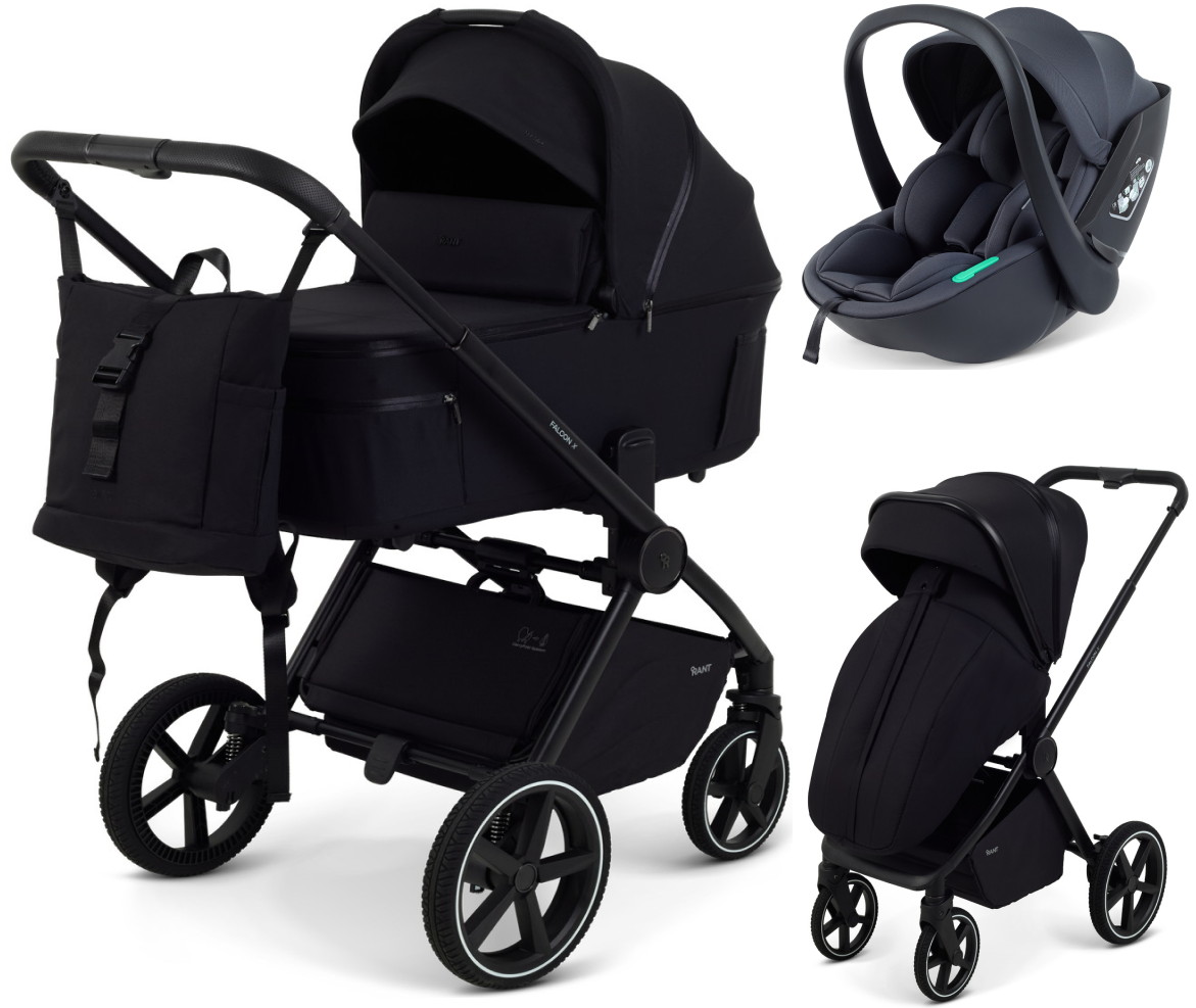 Детская коляска Rant Falcon X 3 в 1 RA126 с автокреслом Miro Dark Grey Black
