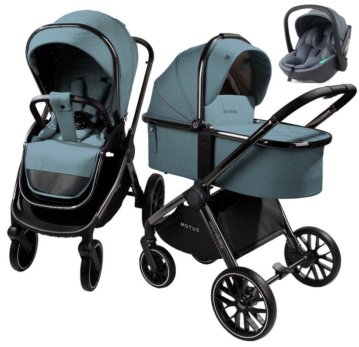 Детская коляска AmaroBaby Motus V2 3 в 1 с автокреслом Rant Miro Graphite бирюзовый