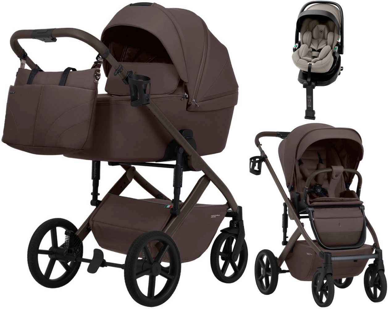 Коляска 4 в 1 Sweet Baby SBL Dolce + автокресло Premier Plus Begie Chocolate Brown
