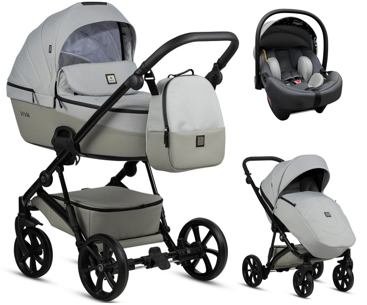 Детская коляска Tutis Viva 5 Plus Essential 2024 3 в 1 с автокреслом Elo Lux EduSky Grey 1452058 Crystal