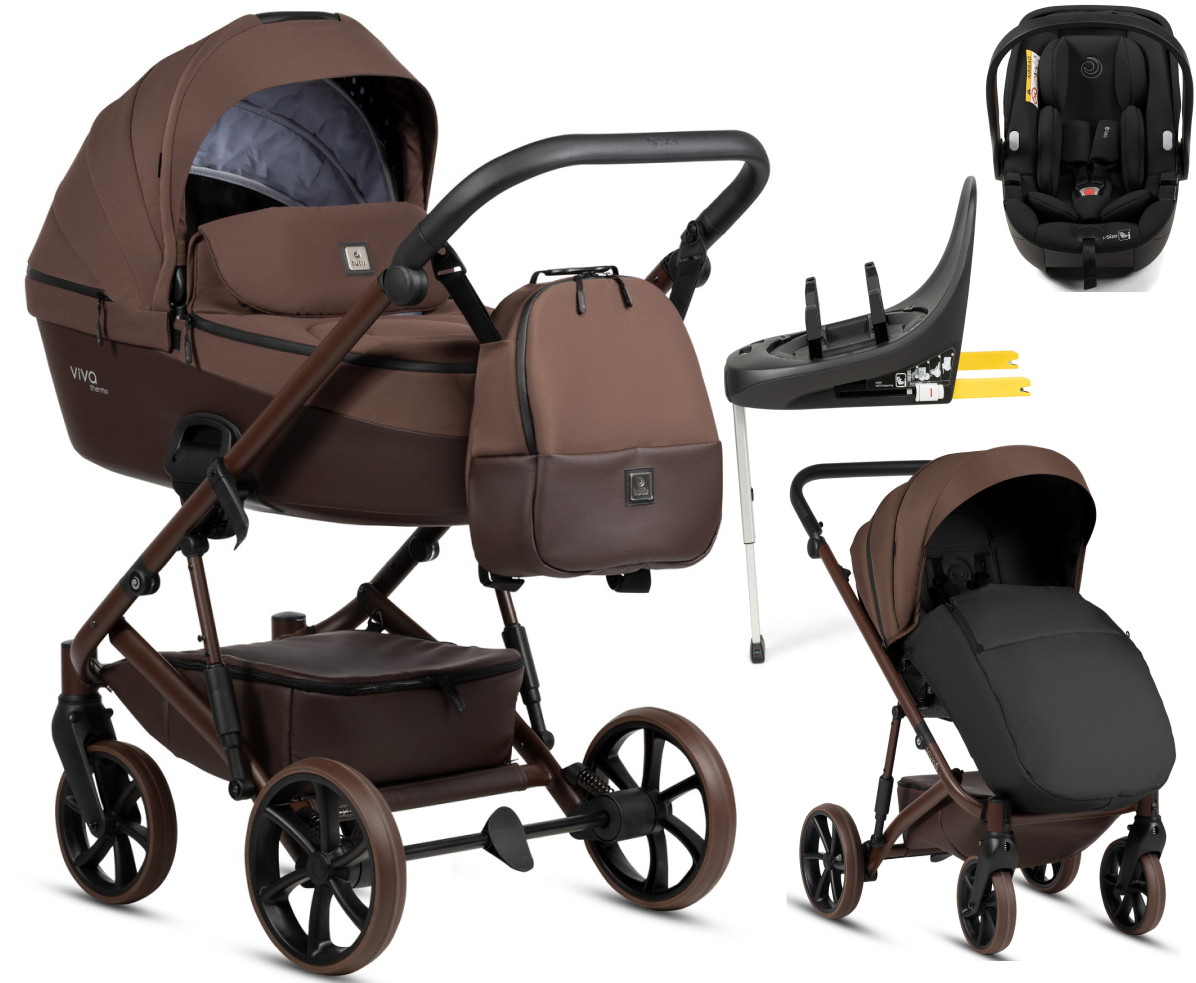 Детская коляска Tutis Viva 6 Plus Essential 4 в 1 с автокреслом Beno Black и базой 1612067 Espresso