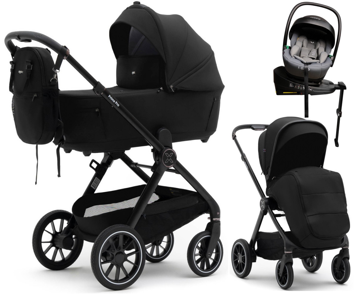 Коляска Agex Prima Pro 4 в 1 с автокреслом i-Safe Grey и базой APP626 Black (Черный)