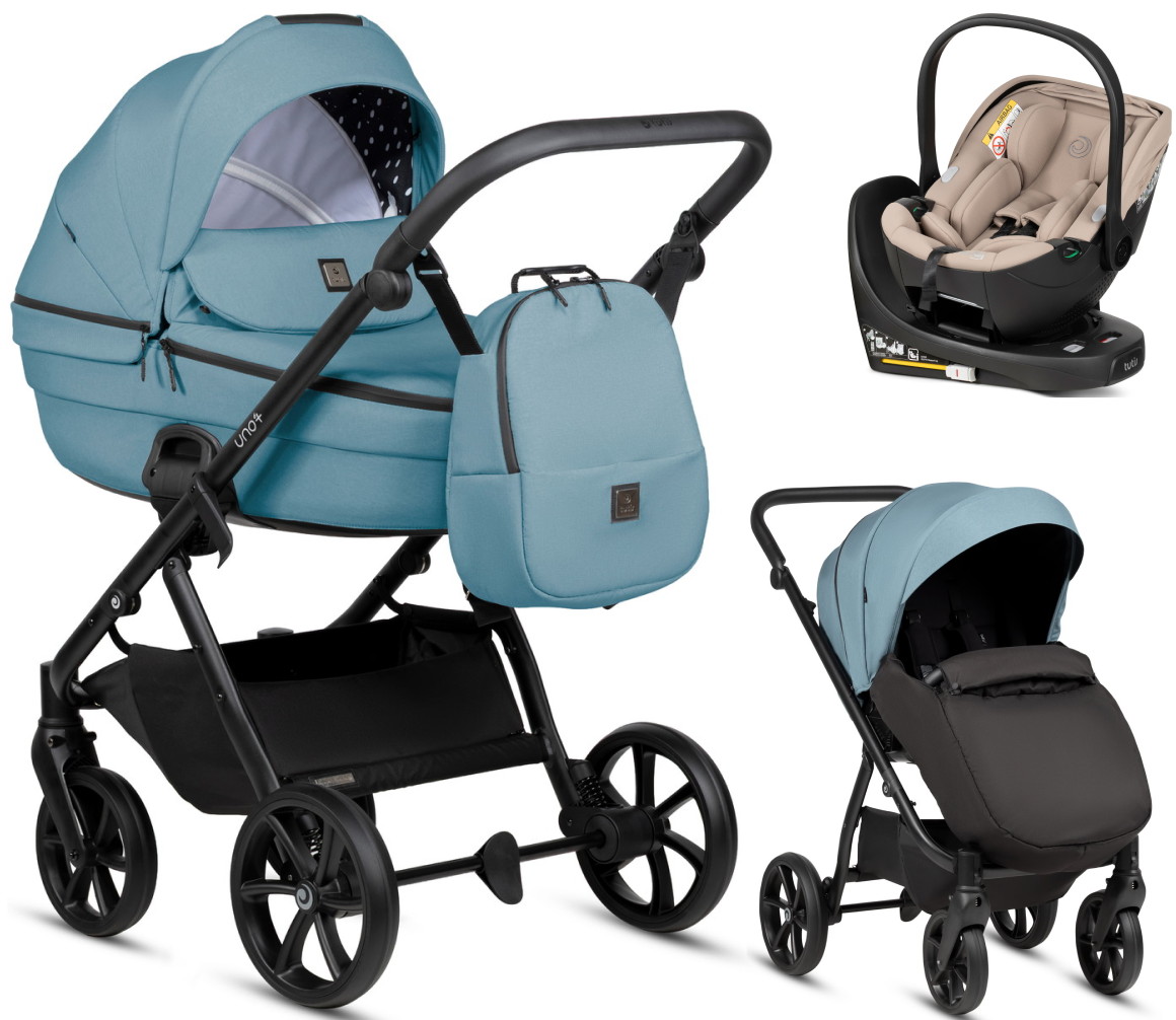 Детская коляска Tutis Uno 6 Plus Essential collection 4 в 1 с автокреслом Beno Beige и базой 1602143 Menta с сумкой
