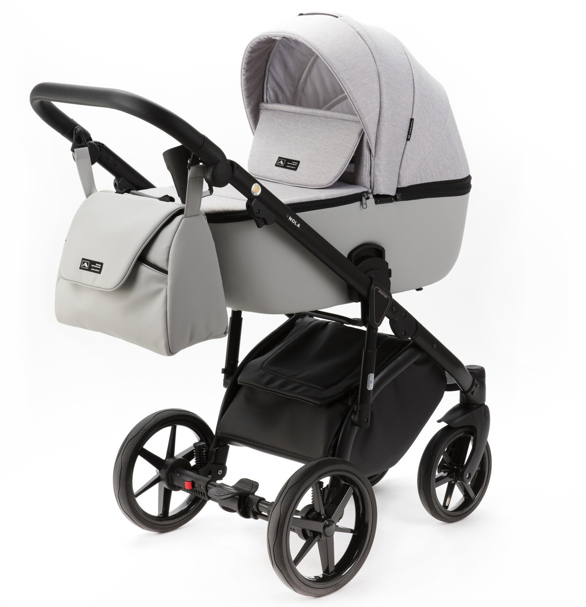 Детская коляска Adamex Nola 2 в 1 N-PS46 (СВ. СЕРЫЙ + СВ. СЕРАЯ КОЖА)