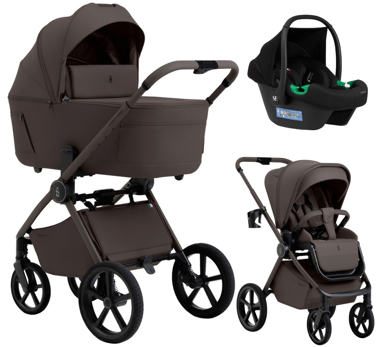 Коляска 3 в 1 Sweet Baby SBL Elegante Therma Colore + автокресло Elegante Plus Chocolate Brown
