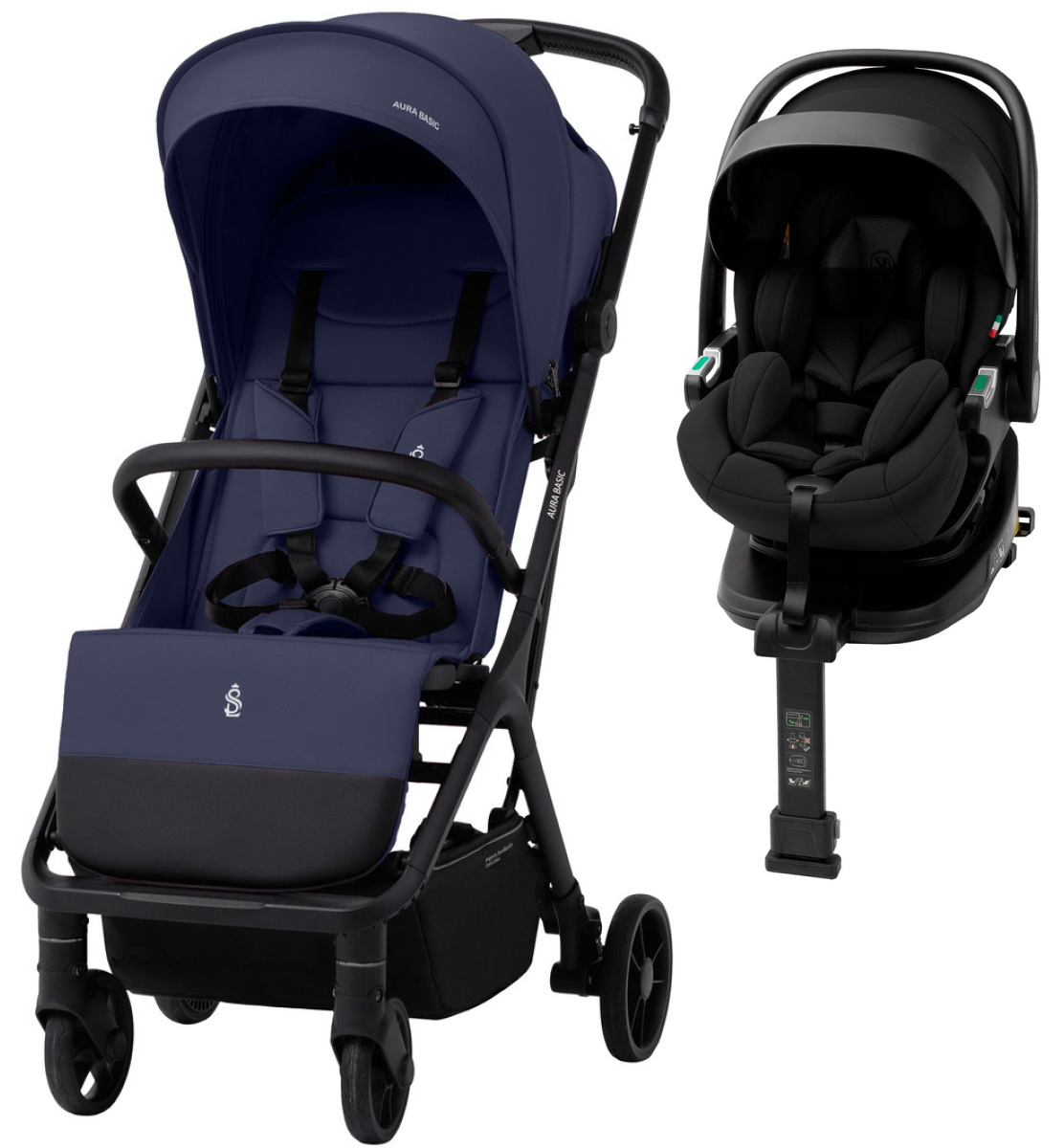 Прогулочная коляска Sweet Baby Aura Basic SBL + автокресло Premier Plus Black Dark Blue
