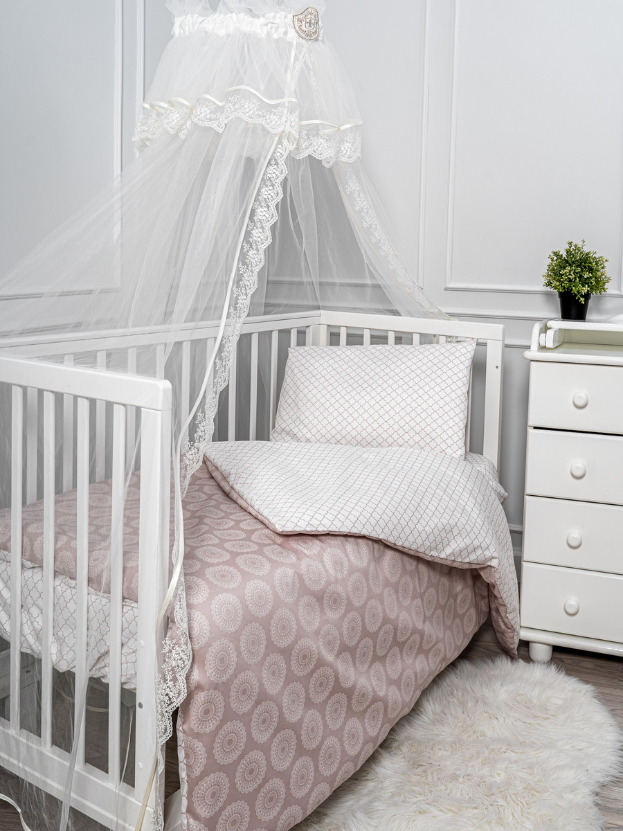 Комплект постельного белья Lappetti Медальоны 3 предмета розовый