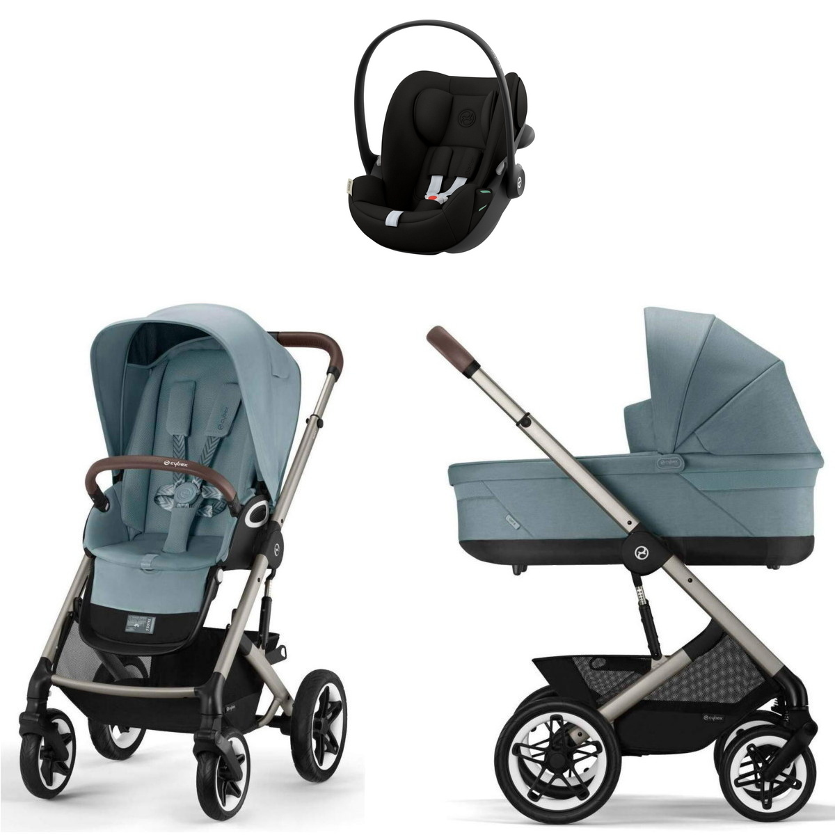 Коляска Cybex Talos S Lux TPE Cloud G3 Magic Black 3 в 1 Stormy Blue с дождевиками