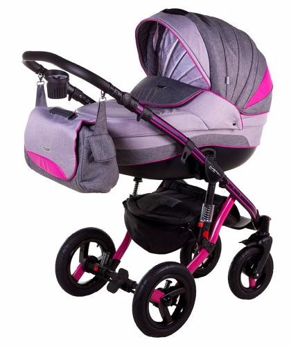 Детская коляска Adamex Aspena Grand Prix 3 в 1 (PINK-BLACK GP)