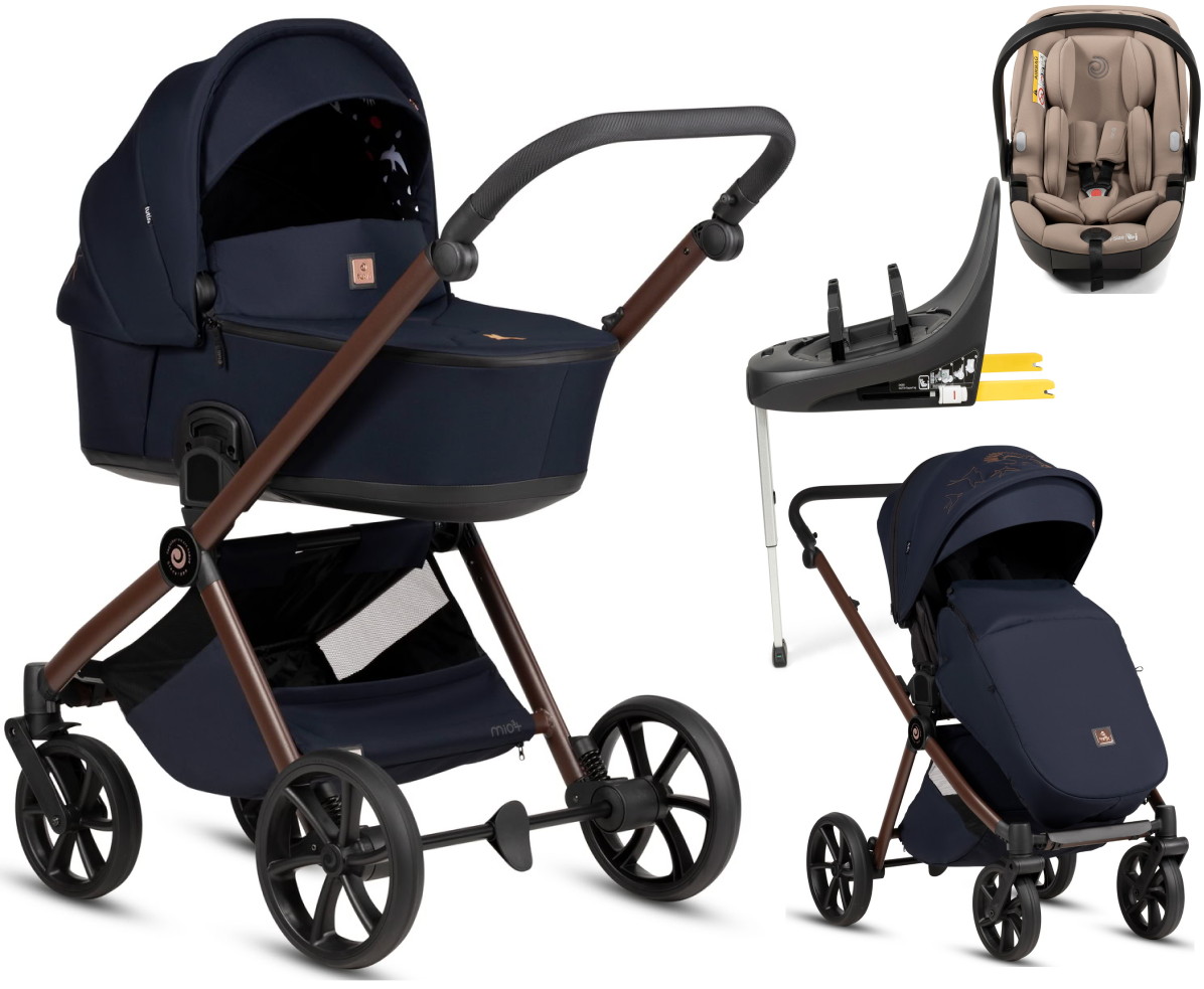 Детская коляска Tutis Mio 3 Plus Limited New 4 в 1 с автокреслом Beno Beige и базой 1622015 Midnight Swallow