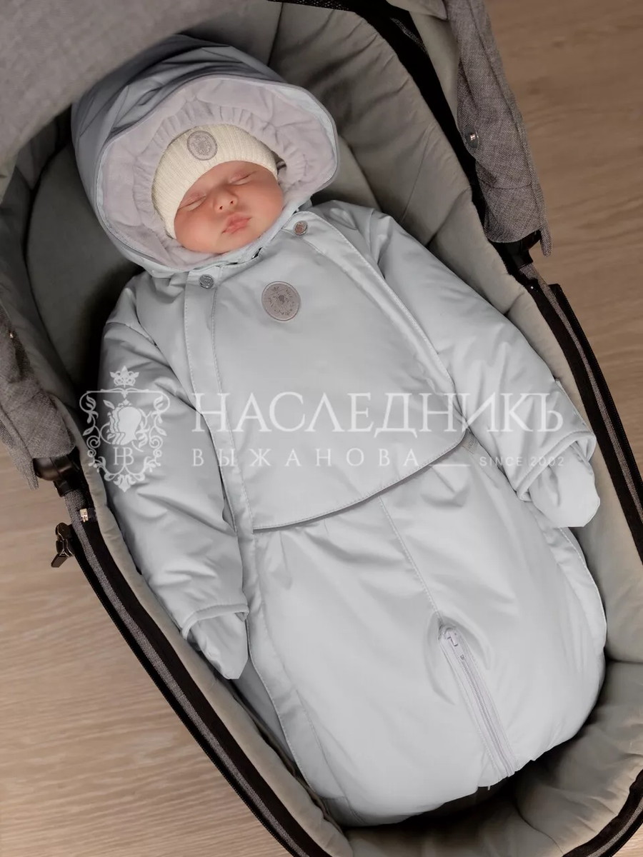 Комбинезон-трансформер НаследникЪ Выжанова со съёмным утеплителем МНВ02025 ЧЗ светло-серый 68
