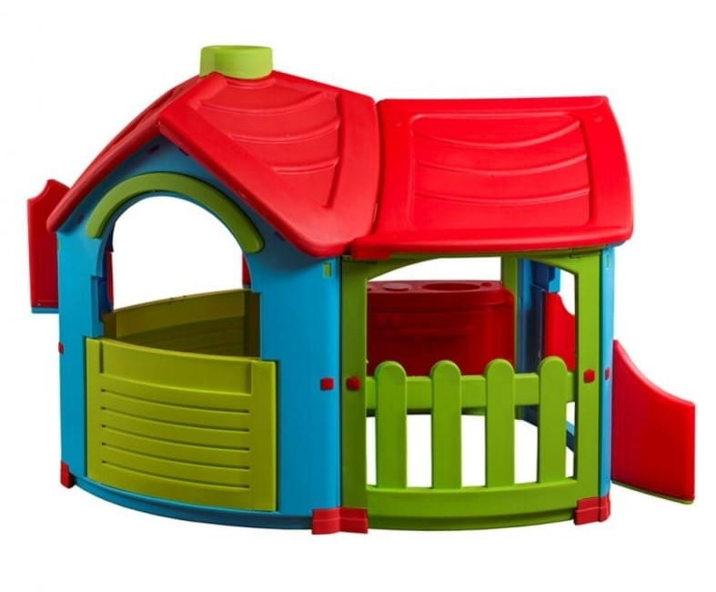 Детский домик PalPlay Вилла с одной пристройкой 662 голубой/зеленый/красный