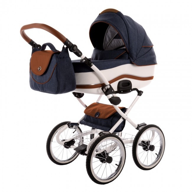 Коляска Tako Dalga Lift 2 в 1 04 (СИНИЙ+БЕЛ И КОРИЧНЕВ.КОЖА)