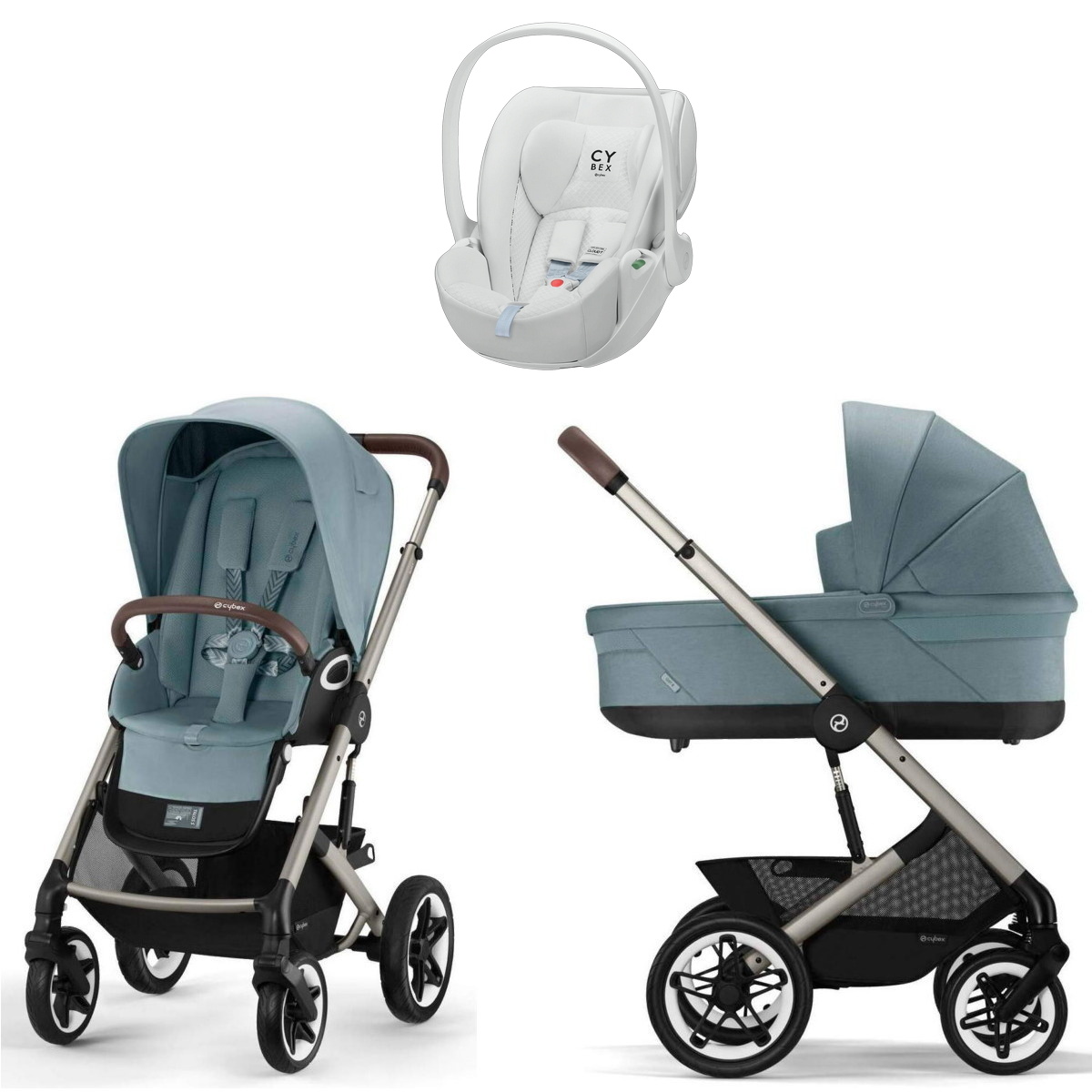 Коляска Cybex Talos S Lux TPE complete Cloud T Urban Mobility White 3 в 1 Stormy Blue с дождевиками