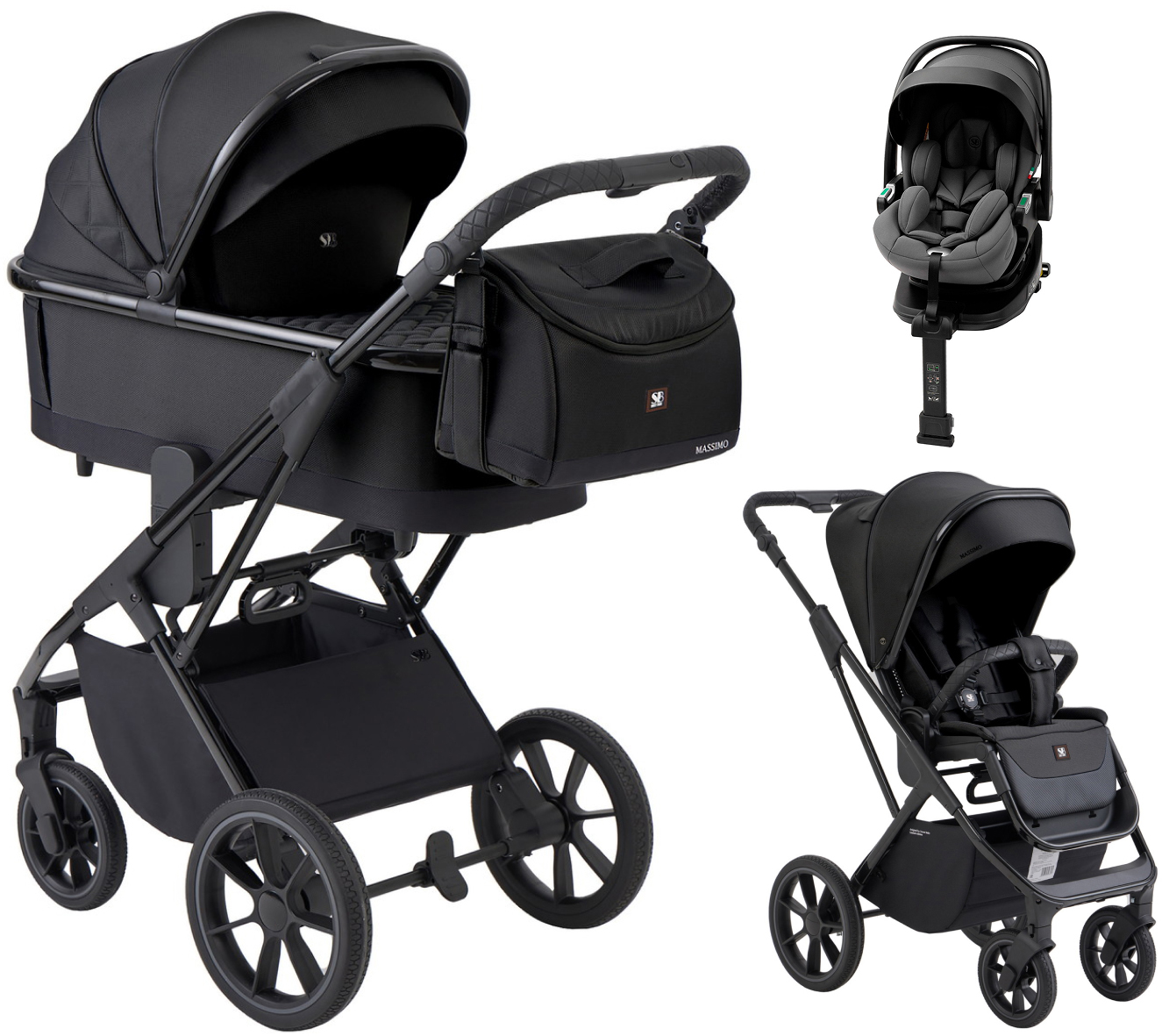 Коляска 3 в 1 Sweet Baby SBL Massimo + автокресло Premier Plus Grey Black