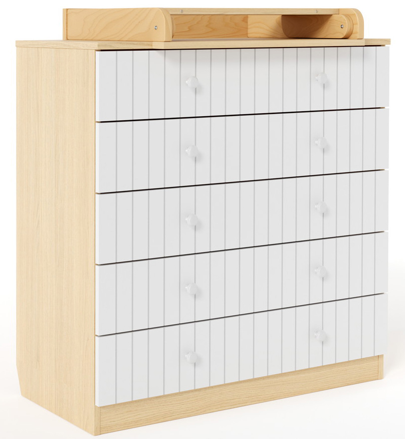 Комод Antemi Fred с пеленальным столиком НИК 73б/в белый/винченца + НиК 70 в/д Винченцо/Дерево