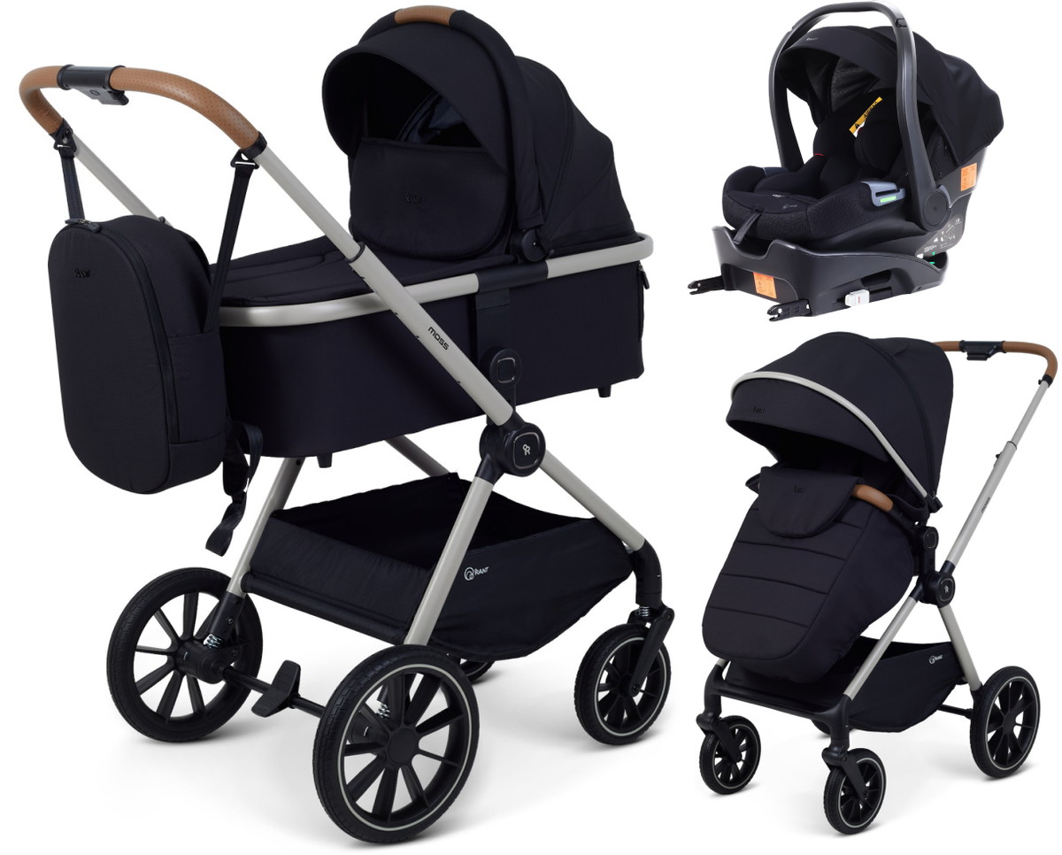 Детская коляска Rant Moss Prime 4 в 1 с автокреслом Carry Pro Black и базой Black