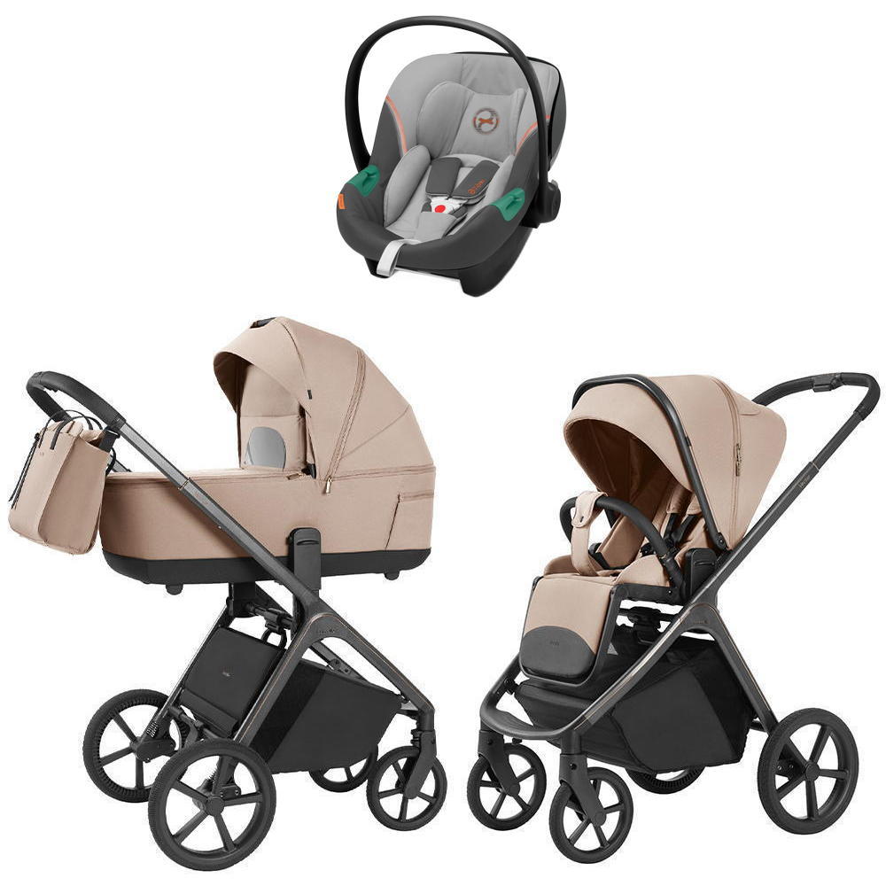 Коляска Carrello Vector 2025 CRL-6551 и автокресло Cybex Aton S2 Lava Grey 3 в 1 Mellow Beige