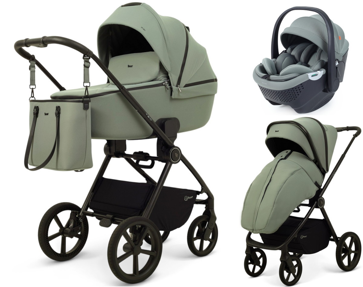 Детская коляска Rant Teo Soft 3 в 1 с автокреслом Aster Zero Olive Olive