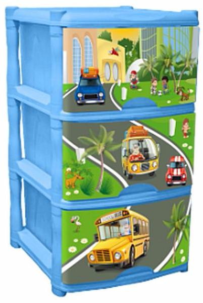 Детский комод Little Angel 3 ящика City Cars Tutti