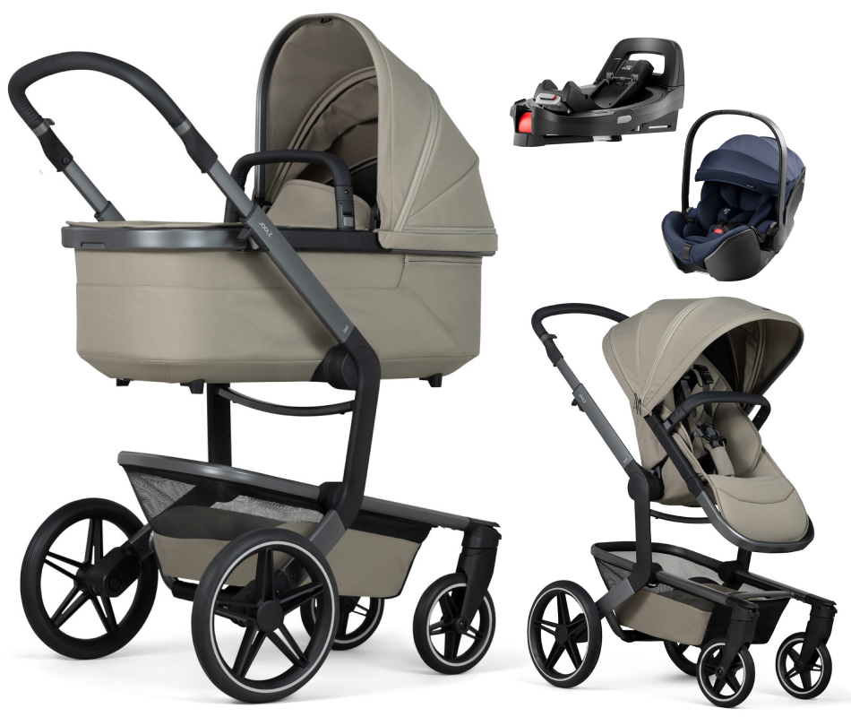 Детская коляска 4 в 1 Joolz Day 5 и автокресло Britax Roemer Baby-Safe Pro Style Night Blue без адаптеров и база Vario Base 5Z Sage Green