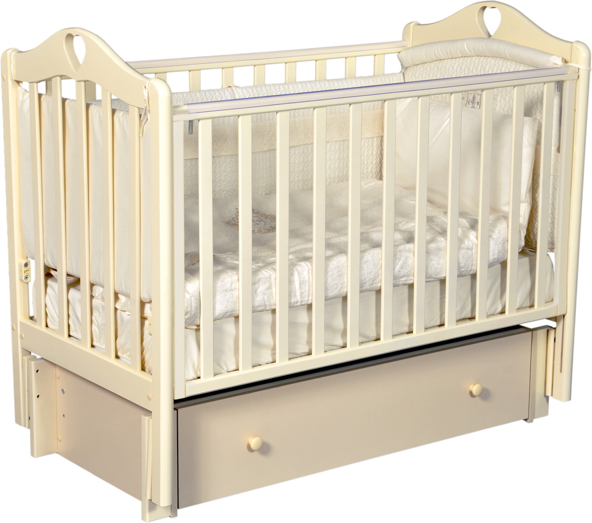 Детская кроватка Oliver Bambina Premium с универсальным маятником и ящиком Слоновая кость