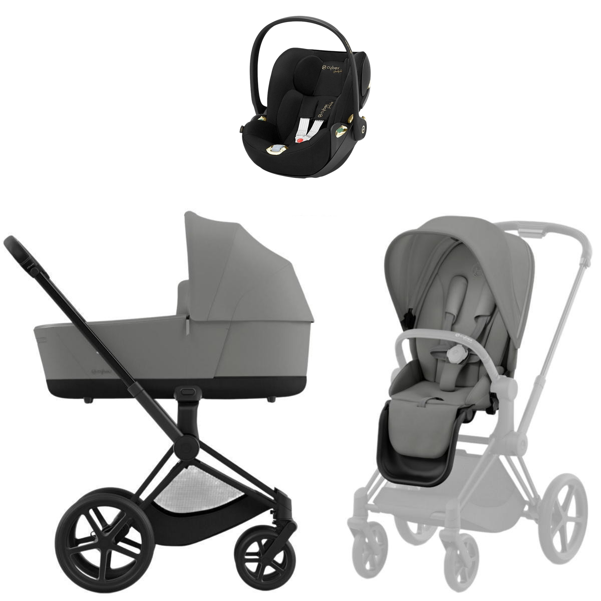 Коляска Cybex Priam IV Matt Black complete Cloud T Jeremy Scott Wings 3 в 1 Mirage Grey