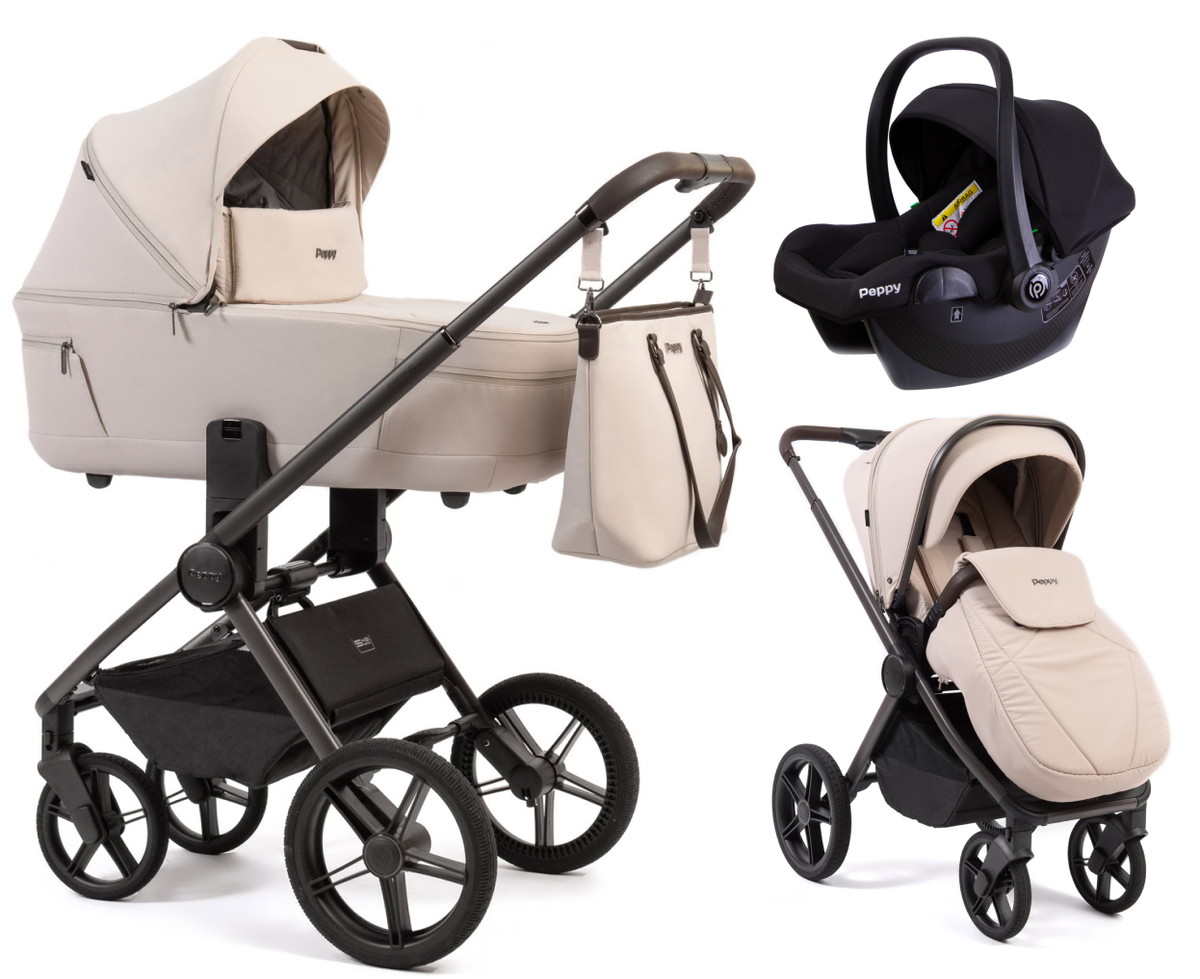 Детская коляска Peppy Monaco Thermo 3 в 1 с автокреслом Rise Black Beige