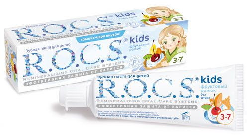 Зубная паста R.O.C.S. Фруктовый рожок (без фтора) 45 гр. от 3 до 7 лет
