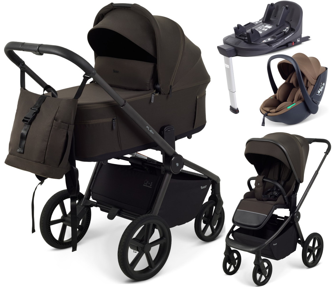 Детская коляска Rant Flex Forma 4 в 1 RA124 с автокреслом Miro Moca и базой Shine Brown Коричневый